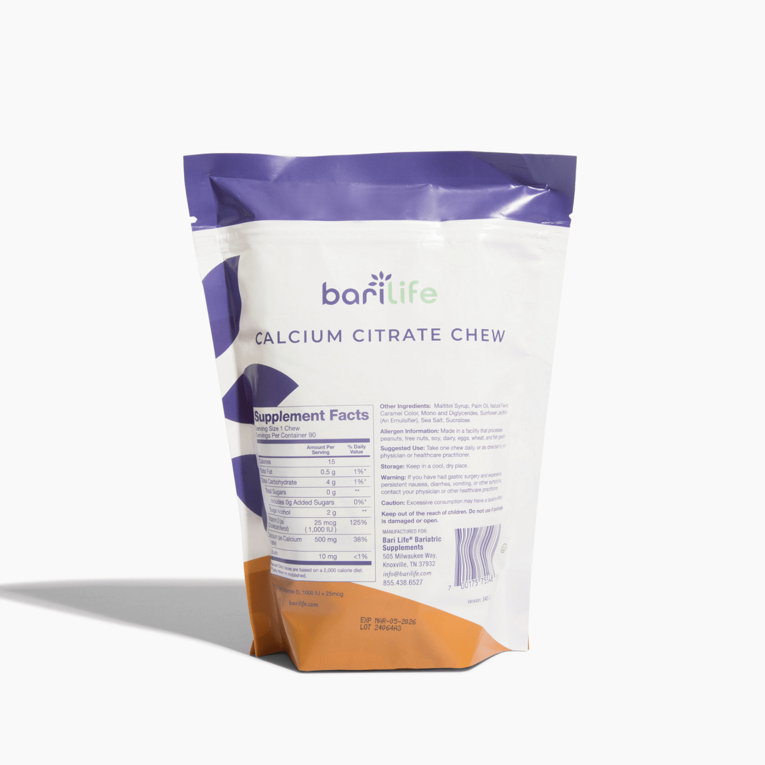 BariBurst Bariatric Calcium Chews - delicious chewable calcium citrate with D3 for optimal absorption and taste.